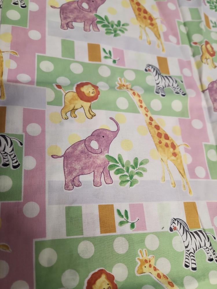 Safari Animals Baby Patch Animals White 100% Cotton Fabric Baby Kids Decor