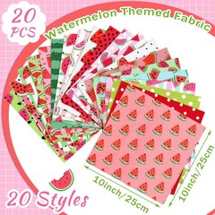 HunnmingRe 20 Pcs 10”x10” Watermelon Quilting 10 x 10 inches, Bright Colors