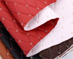 Thick Faux Leather Fabric Sponge Quilted Embroidered Car Interior Material Trims