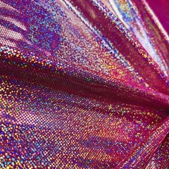 Hologram Metallic Coral background Foil Stretch Spandex by the Yard for Swimwear