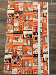 Coffee Java Cafe Cotton Fabric 1 Yard Brown Terracotta Coffee croissant Lovers