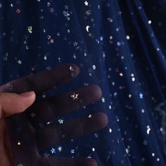 54 Inch X 8 Yards Glitter Tulle Fabric Rolls Laser Stars and Moon Tulle Rolls
