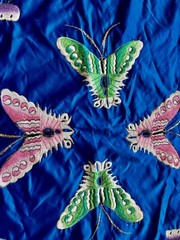 180cm X 150cm Pretty Butterfly embroidered Silk Fabric