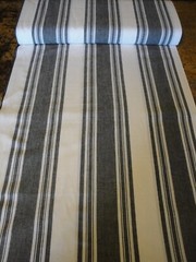 Dunroven House Farmhouse Awning Stripe Black White Woven Cotton Homespun Fabric