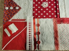 Vintage Slow Stitch Junk Journal Fabric Lace Craft Supplies, Red & White, L2