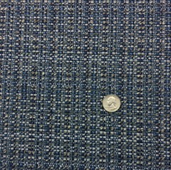 BALLARD DESIGNS COCO TWEED BLUE SILVER METALLIC THREADS FABRIC BY THE YARD 55″W