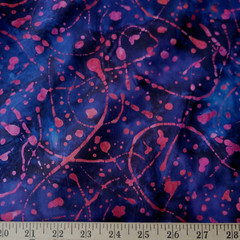 Dark Pink “Paint Splatters” on Mottled Navy Blue Batik Cotton – Fabulous!