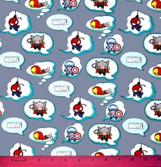 Marvel Avengers Fabric – HALF YARD 100% Cotton Quilting Ironman Kawaii Gray