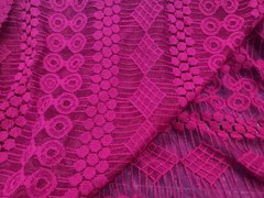 Margenta Stripe Lace Fabric Circle and Stripes Special Occasion Apparel