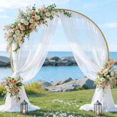 White Wedding Arch Draping Fabric, 2 Packs 29″ X 20FT Sheer Fabric Arch Drapery