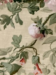 P. Kaufman Upholstery Curtain Fabric 2.75 Yards by 54”Cabbage Roses Linen Weave