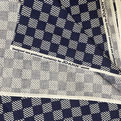 5 Yards JoAnn Cotton Fabric Blue White Check Diagonal Stripe 5 5/8 yds x 44 In