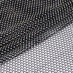 Rhinestones Mesh Fabric Crystal Bling Shiny Stretch Sparkling