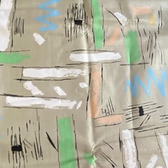 BTY 1980s Abstract Fabric Pastel Taupe Cotton Cranston Print Works