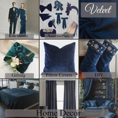 Dusky Blue Velvet Fabric by the Yard, 1 Yard Blue Velvet Fabric