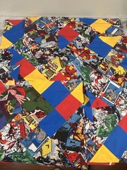 Quilt Fabric Lot Marvel Superhero Blocks + Novelty Prints – Precut Cotton Pieces
