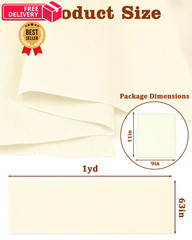 FIVEIZERO 100% Cotton Muslin Fabric by The 1 yard pre cut, Natural Unbleached