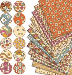 Colorful Retro Floral Fabric Bundles – 12 Pcs 18×22 Inch for Handmade Crafts