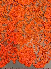 Maggie BRIGHT ORANGE Guipure Venice Heavy Lace Fabric by the Yard – 10019