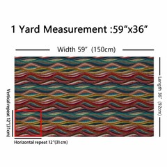Boho Fabric By The Yard Bohemian Wavy Upholstery 10 Yards, Multi 06