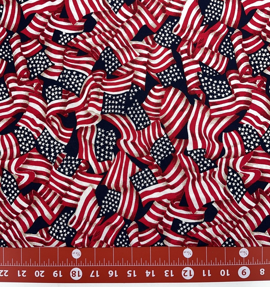 Patriotic Fabric | Made in USA Waving American Flag | Santee YARD