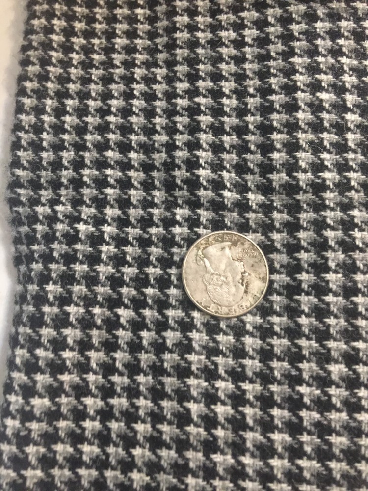 Vintage Woven Wool Blend? Fabric Black Gray White Houndstooth SBTP 18″ x 54″