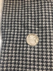 Vintage Woven Wool Blend? Fabric Black Gray White Houndstooth SBTP 18″ x 54″
