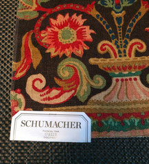 SCHUMACHER Fontenay Vase in Document (Brown) 17″ Floral Linen Fabric Sample