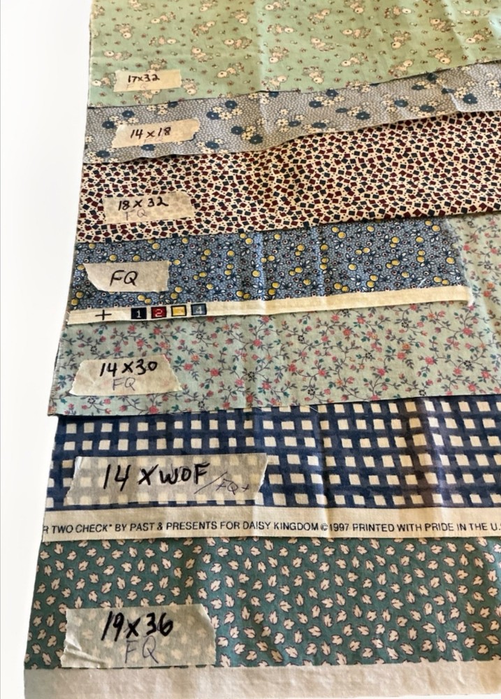 1930s Blues Reproduction Fabric- Feedsack Patterns – 7 Fat Quarters – 2+ Yards