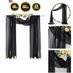 Black Sheer Gothic Wedding Draping Fabric Outdoor Curtain Arch Decor 29x20Ft