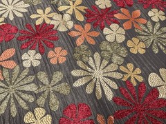 Fabric Remnant Designer Material Brown Flower Power Olive, Orange, Gold 57” X 52