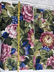 Vintage STANLEY KING STUDIO FLORAL FABRIC 104”x 58” Rose Vibrant Sateen Cotton