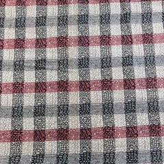 VTG 70’s Geometric Generic Remnant Red Black Grey Square Pattern 1 Yd Cotton Bld