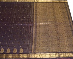 Sushila Vintage Purple Scrap Sari Zari Woven Kanjivaram Pure Tissue Silk Saree