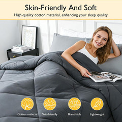 100% Cotton Filled Comforter, Premium Upgraded Cotton Bed Quilt Suitable for All
