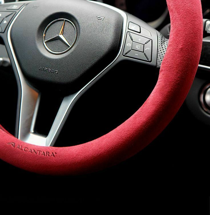 Alcantara Car Steering Wheel Cover Free Size 100% Italy Original Fabric(Circle)