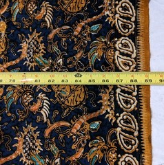 Vtg Batik Sarong Cotton 41”x 89” Fabric Wrap Indonesia Blue