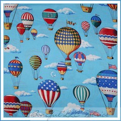 BonEful Fabric FQ Cotton Quilt Hot Air Balloon Birthday Carnival Scenic America