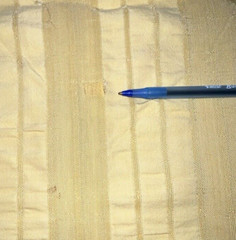 2.8ydX63″W yellow silky rayon-y synthetic wide shadow stripe seersucker fabric