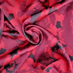 Roses Glossy Italian Jacquard in Black, Burgundy, and Red! Gorgeous and Rich!!