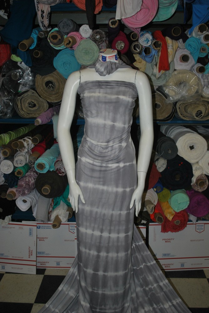 Tie-Dye Rayon Spandex Print Jersey Knit Fabric Gray combo Stretch 9 oz