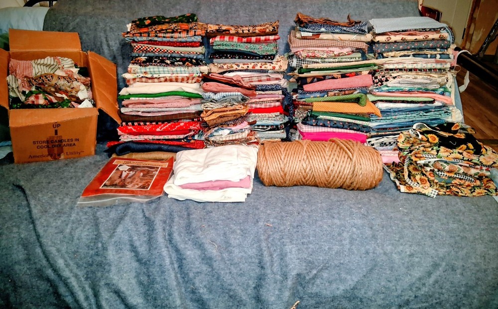 Huge Fabric Lot 150+ Mixed Variety Patterns, Textures, Sizes 70 Pounds!!