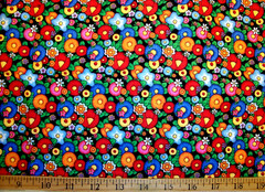 RARE 2005 MARY ENGELBREIT BRIGHT FEF’S FLORAL COTTON FABRIC 33″ X 44″