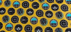 AVLYN AIRPORT – COCKPIT GUAGES-YELLOW COTTON FABRIC 15 YARDS – VINTAGE – NEW