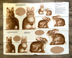 NEW Vintage VIP Cranston RABBITS Cut Sew Fabric Panel – Makes (4) Bunny Pillows