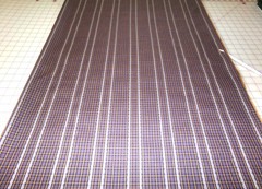 Checks & Lace Striped Fabric BLEND. Small hole in selvage. 4 yards x 45. A26-85