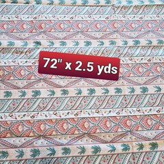 Vtg 90s Cotton Fabric Sage Green Terra Cotta Stripe Print Leaves 72″ x 2.5 yards