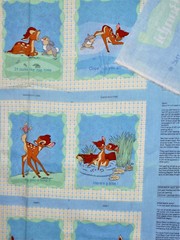 VTG SPRINGS INDUSTRIES Cotton fabric panel Walt Disney’s Bambi STORY BOOK QUILT