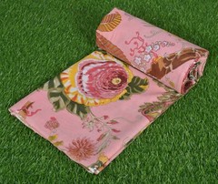 5 Yard Cotton Pink Hand Block Floral Print Fabric Natural Dyes Indian
