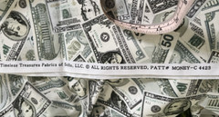 Lot 3.8 Yards Cotton Blend Fabric Novelty US Money Print Misc Bills New 44″ Wide